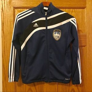 Adidas navy soccer sporty zip up jacket